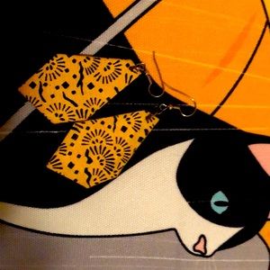 Wooden navy pattern earrings